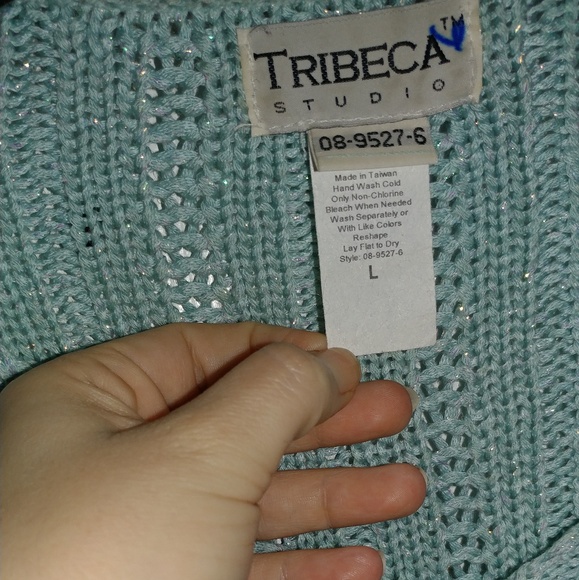 Tribeca Studio aqua mermaid sparkle cable knit - Picture 3 of 4